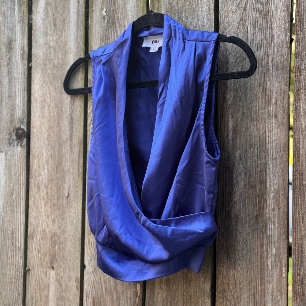 Vibrant Blue Sleeveless Wrap Blouse